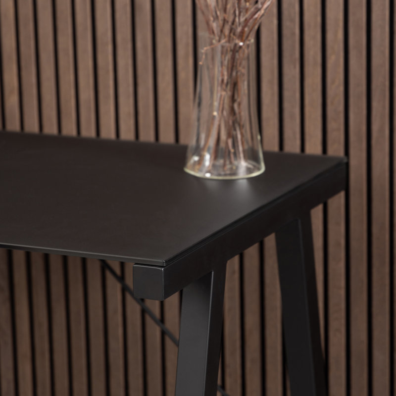 Troutman Glass Top Metal Base Writing Desk