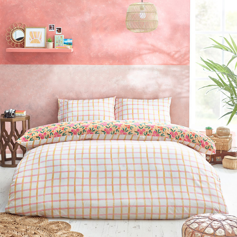 Cotton Blend Floral Duvet Cover Set with Pillowcases, Single Duvet Cover + 1 Standard Pillowcase
