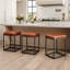Tabouret de comptoir de cuisine en similicuir et repose-pieds Romigh-74889951-115337222