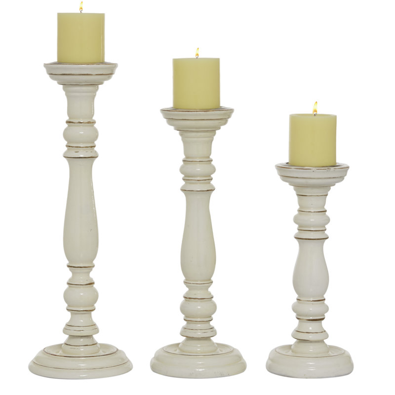 17.9'' H Solid Wood Tabletop Candlestick