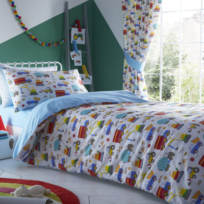 BRIGHT TRUCKS Cotton Blend Duvet Cover Set with Pillowcases Included