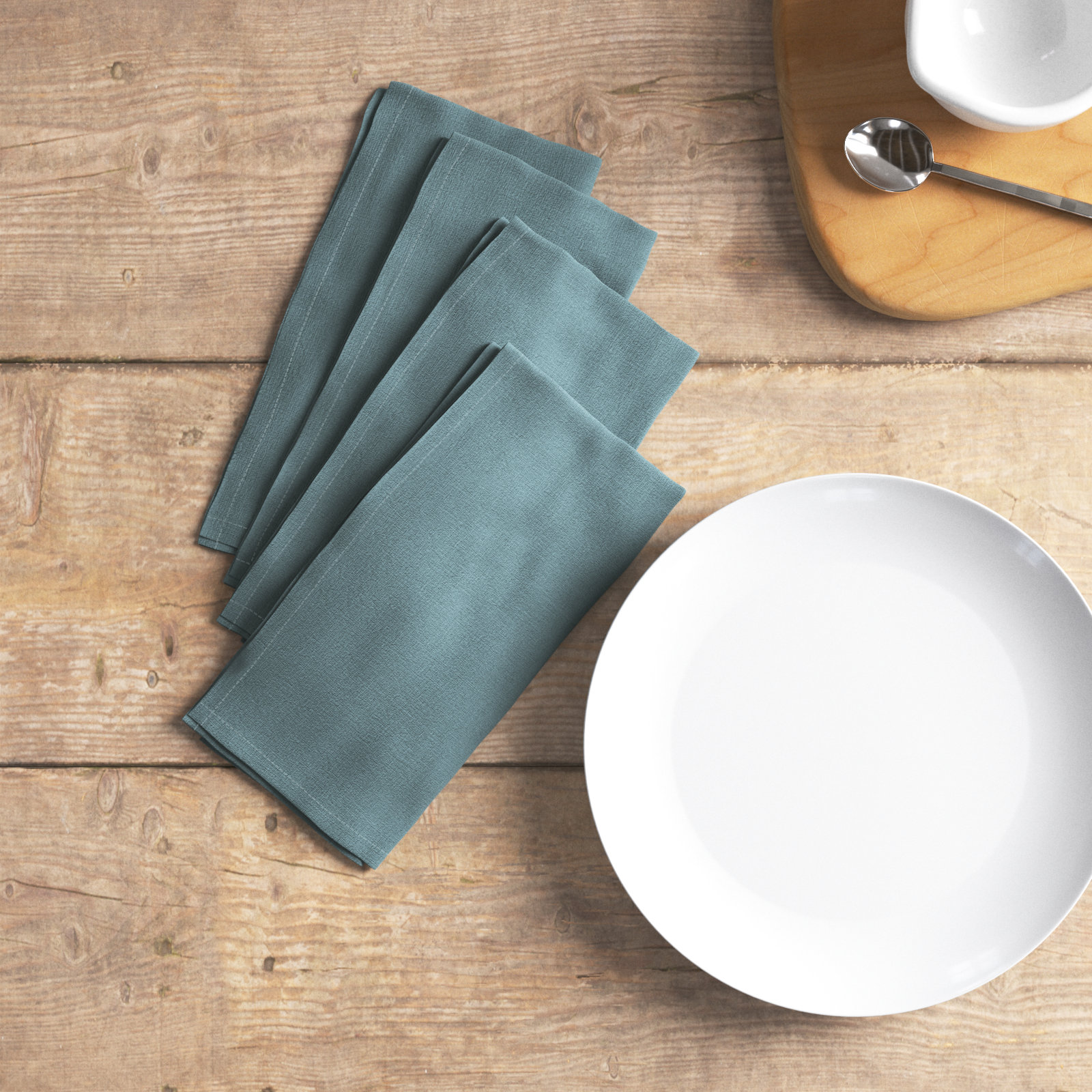 Alvia 100% Stone Washed Linen Napkins, 20" x 20", Light Blue