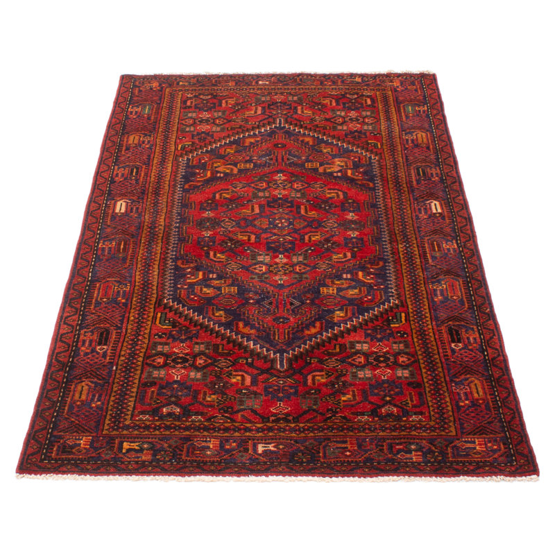 Tapis rouge unique noué à la main 4 pi 4 po x 7 pi 0 po One Of Kind