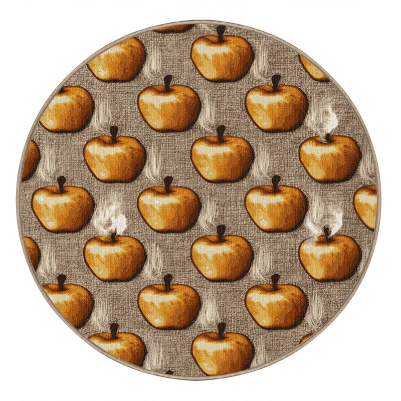 Washable Baked apples Desserts Area Rug, Round 4'
