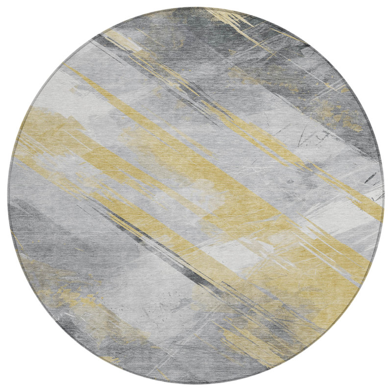 Tapis doré intérieur / extérieur lavable à la machine Claudian ACN1536, Rond 8 pi