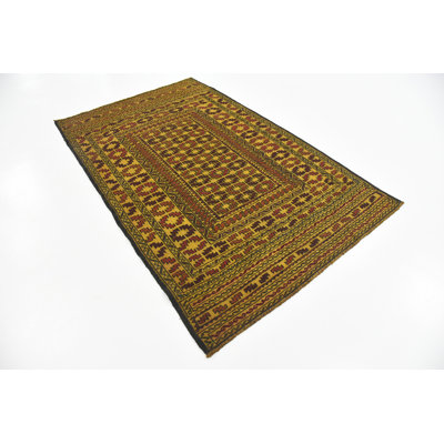 Tapis intérieur de la laine 4 pi x 6 pi 3 po one-of-kind à la main noué la new age Warminster