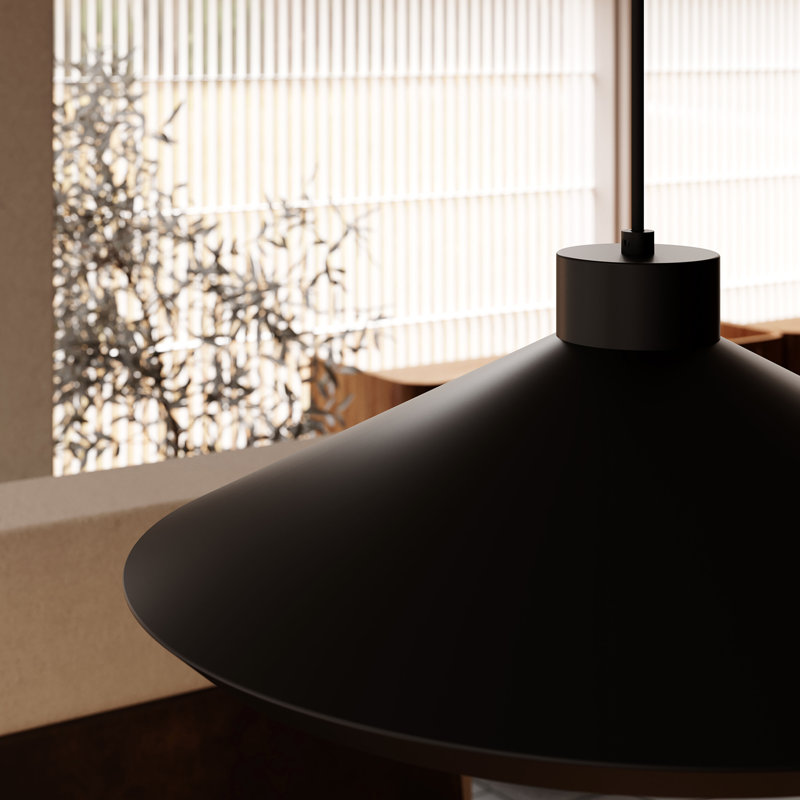 Koma 1 - Light Single Cone Pendant, E26, 7.75" H x 22" W x 22" D, Satin Black