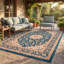 Tapis Granite2 traditionnel à médaillon délavé, style persan, bleu sarcelle, or et crème, lavable à la machine, antidérapant, à poils courts, pour l'intérieur et l'extérieur, adapté aux animaux domestiques, idéal pour le salon, la chambre, la salle à manger, l'entrée, le couloir ou le bureau.-638352230