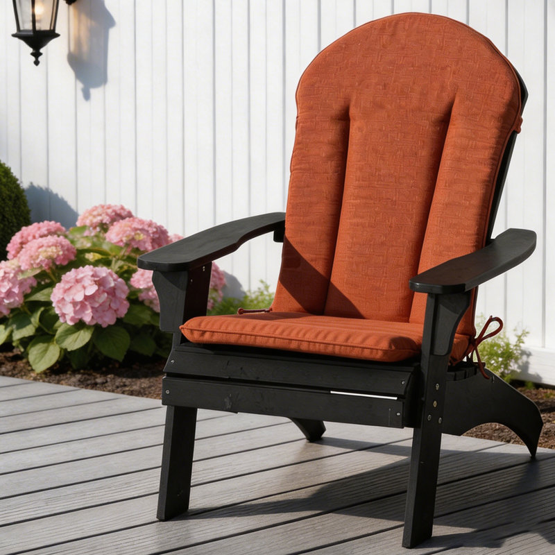 Coussin pour chaise de patio 20 po x 50 po, coussin pour chaise Adirondack avec attaches (ensemble de 4), Orange, 4