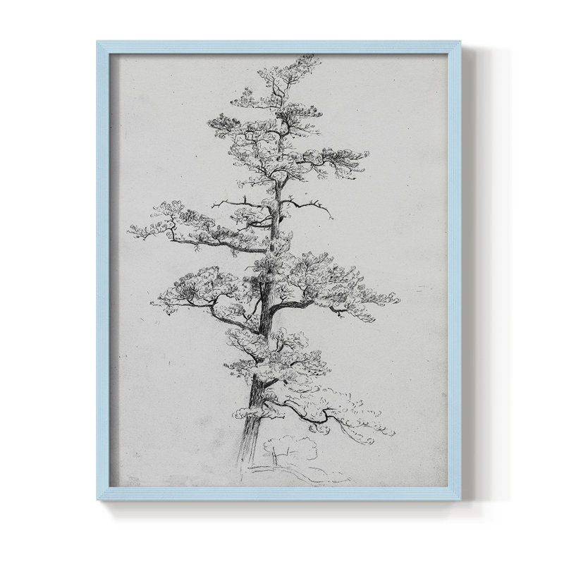 Impression florale vintage encadrée CECXV - bois massif, H 11 po x l 9 po, Bleu