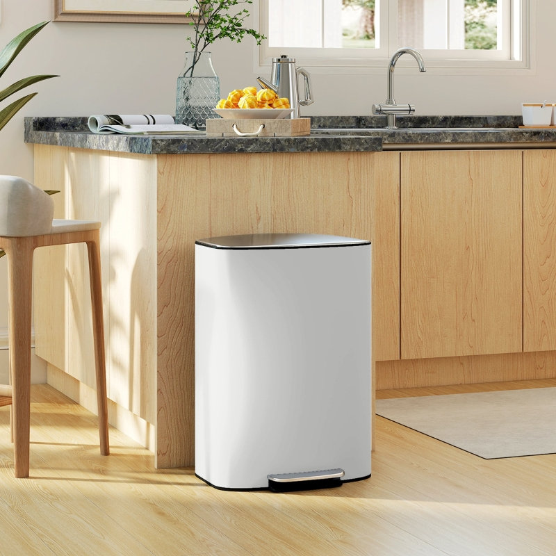 Stainless Steel Kitchen Rubbish Bin - 50 L, Cream