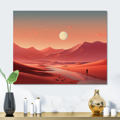 Crimson Sands Desert Moon Horizon III - désert, art mural en métal