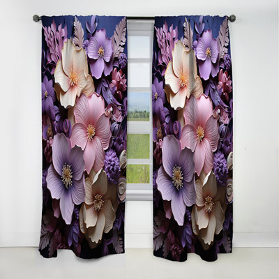 Gilbertson - Hibiscus Floral Blackout Curtain - 1 Panels