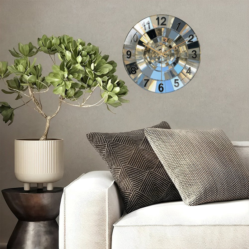 Modern Decorative Mirror Wall Clock Unique Design Art - 12'' Modern Glass Wall Clock
