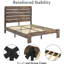 Structure de lit plateforme en bois brun foncé, avec options de rangement sous le lit substantielles, assemblage silencieux et simple, pas de sommier pour grand lit, fabrication silencieuse, ressort, facile à assembler, amplement inférieur-1567755277