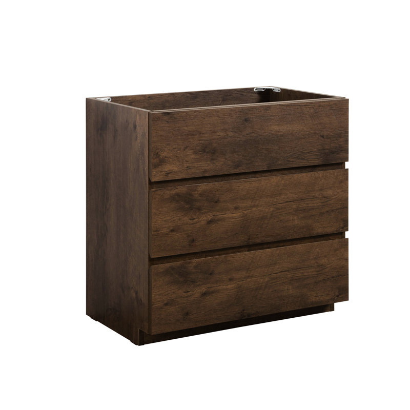 Armoire de plancher en noyer à trois tiroirs, silencieuse et lisse