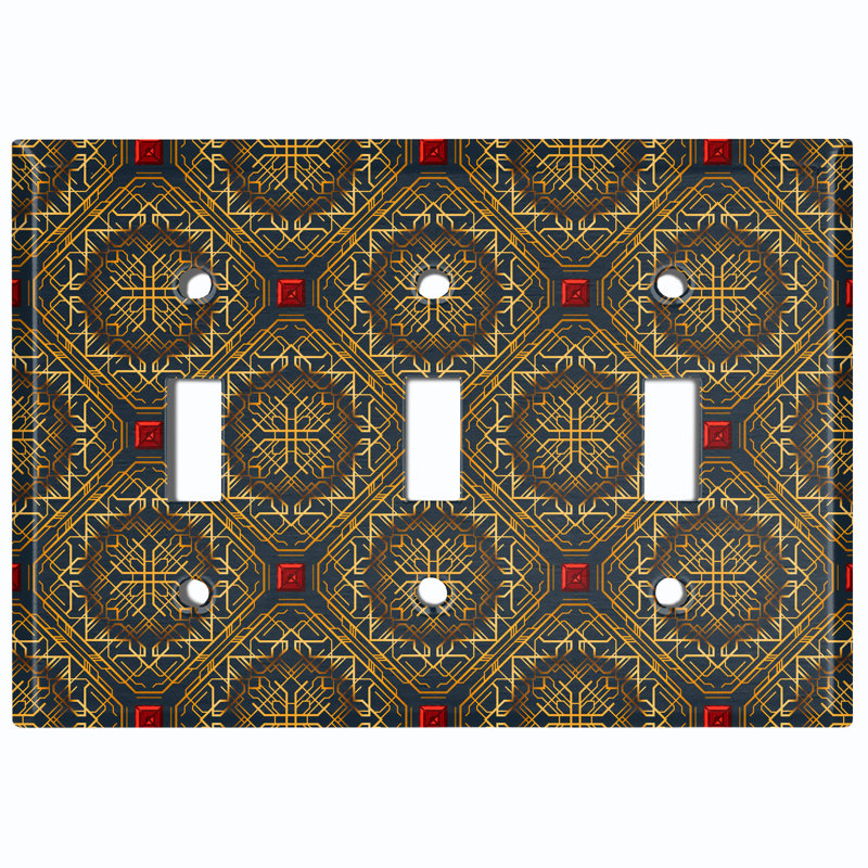 Patterned 3 - Gang Toggle Light Switch Standard Wall Plate