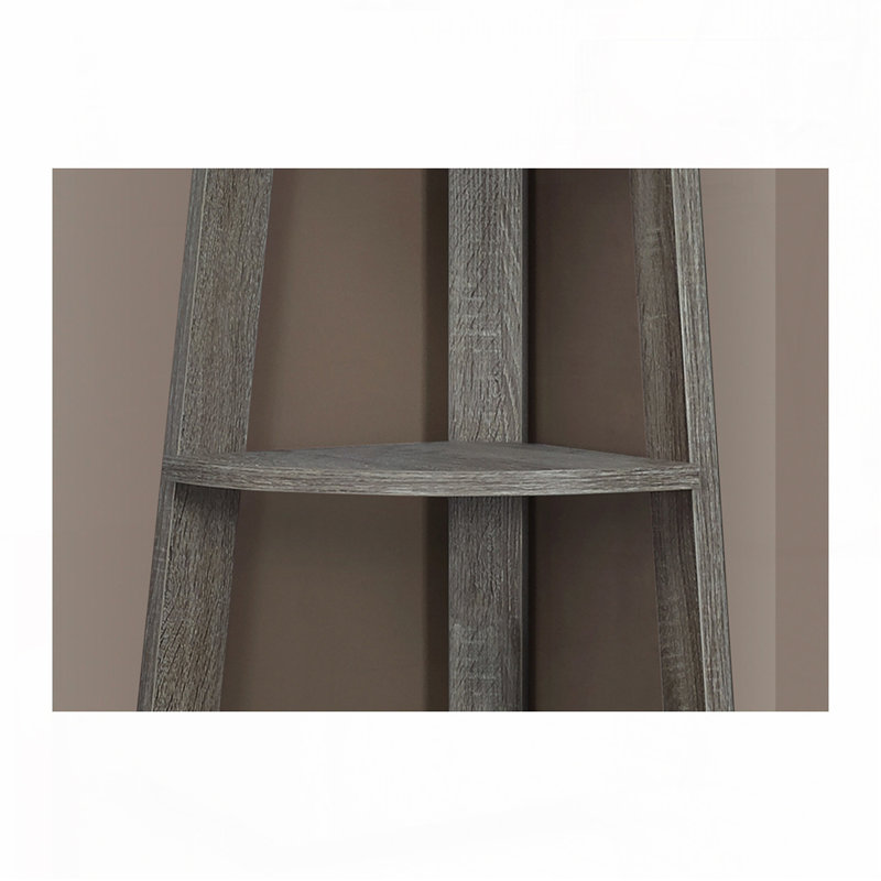 Bibliothèque d'angle à 5 niveaux, Taupe, (5 tablettes) H 71,25 po x l 22,5 po x P 15,5 po