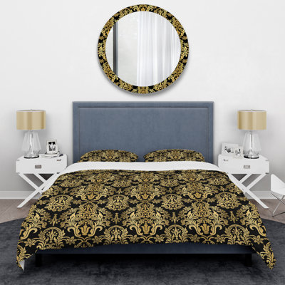 Black/Gold Microfiber 3 Piece Duvet Cover Set