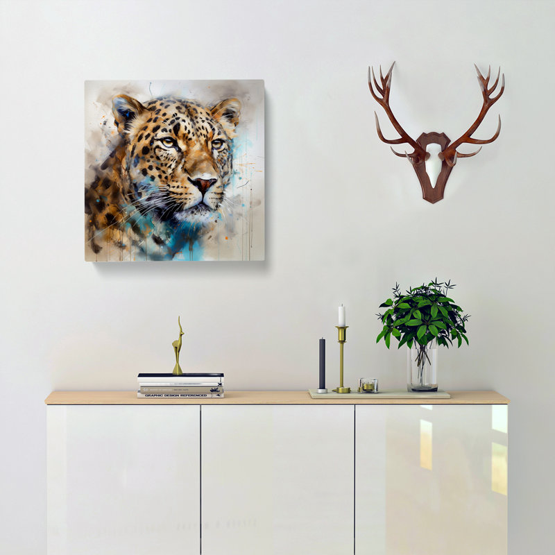 Leopard Gestural Art No.2 - Wrapped Canvas, 35cm H x 35cm W x 3cm D