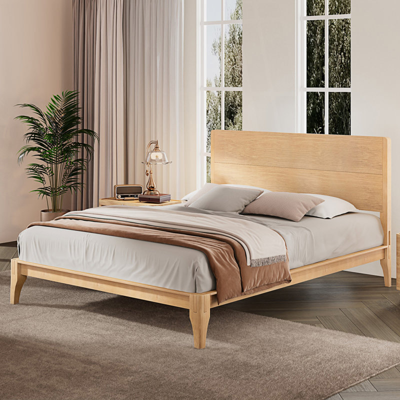 Lit plateforme Mid-Century, Double, Naturel