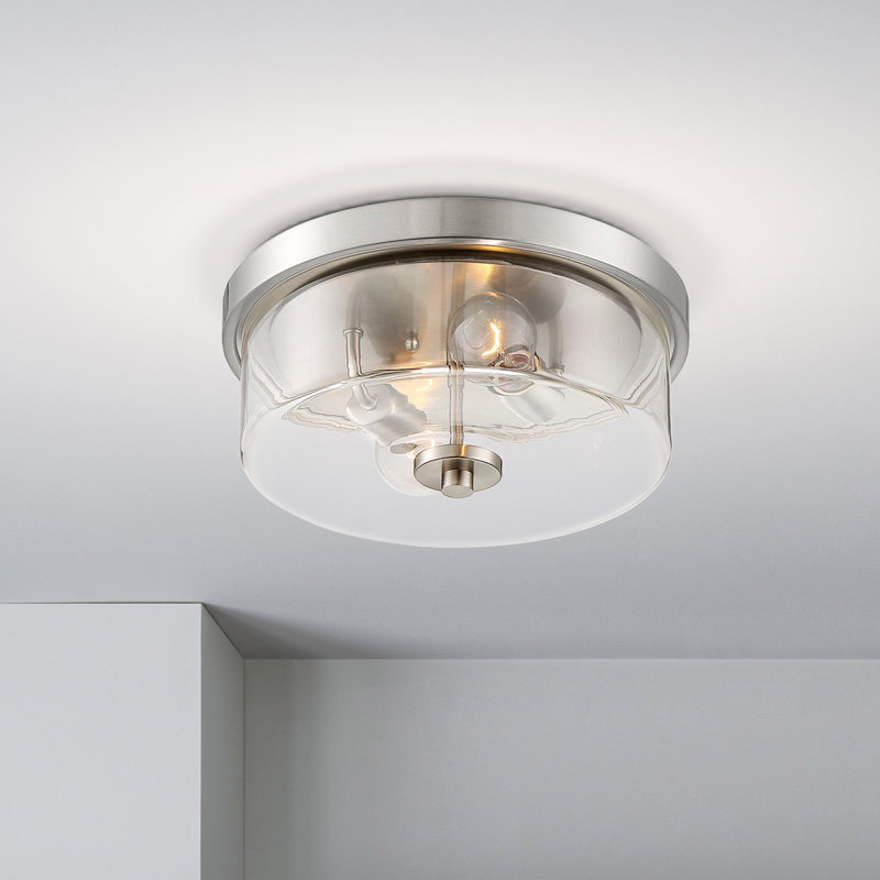 Barines Glass Flush Mount, Brushed Nickel