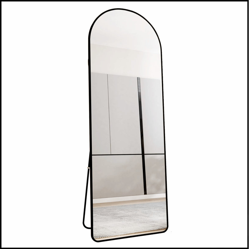 4Th Generation Floor-Mounted Full-Length Arched Mirror, Aluminum Alloy Frame For Modern Spaces And Enhanced Visibility