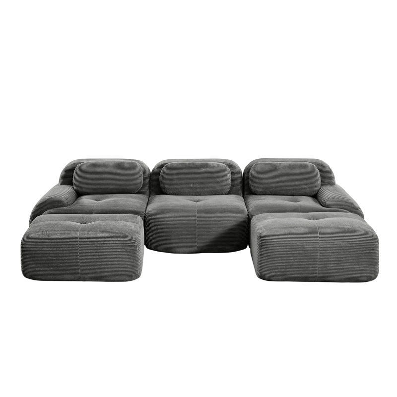 Canapés modulaires en velours côtelé de qualité supérieure, gris, salon ergonomique et confortable