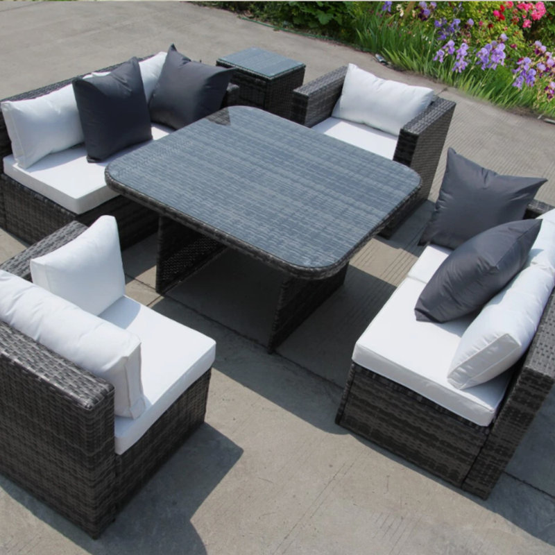 7 - Person Wicker Patio Dining Set with Rectangular Table