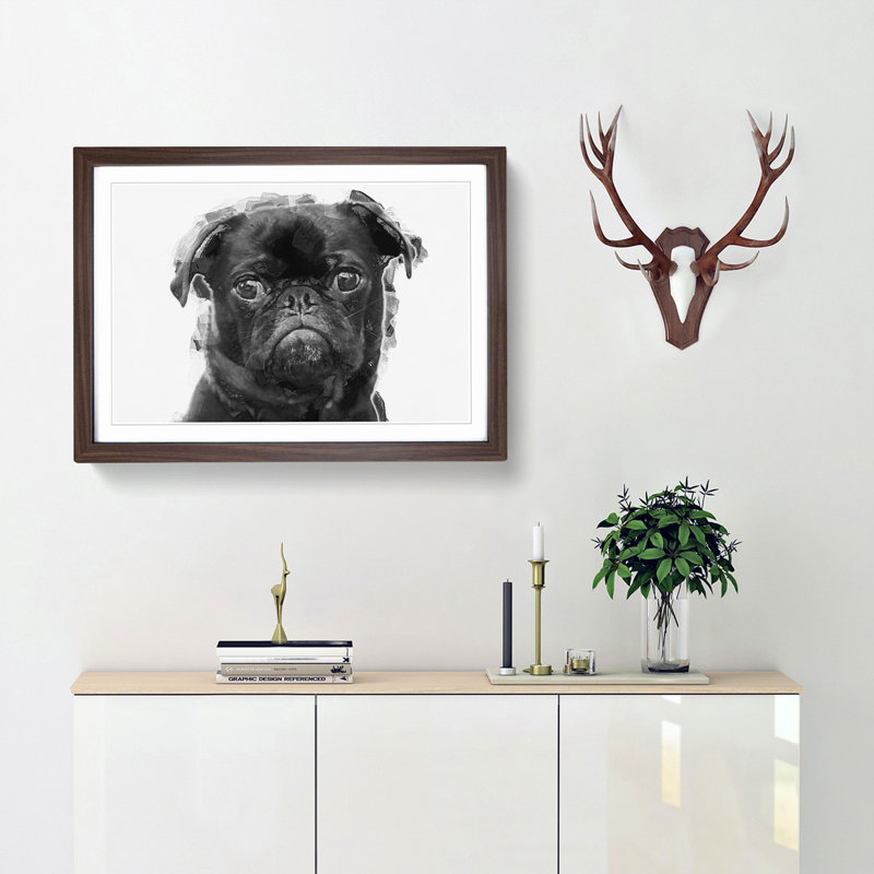 Pug Dog in Abstract - Framed Print, Walnut, 60cm H x 91cm W x 2cm D