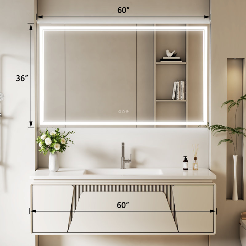 Atherton LED ETL Certified Frameless Anti-Fog Dimmable 3-colors Wall Mounted Modern Vanity Mirror For Bathroom 