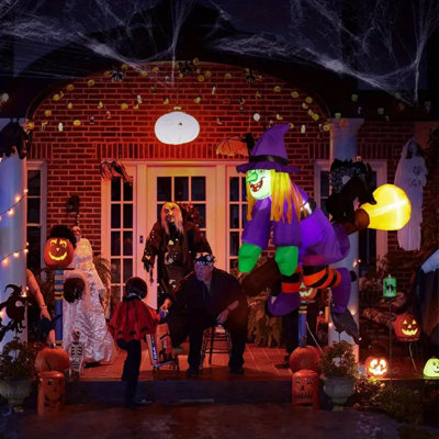 Sorcière gonflable d'Halloween 9 pi 9 pi avec 3 lumières DEL - Décoration d'extérieur / d'intérieur effrayante