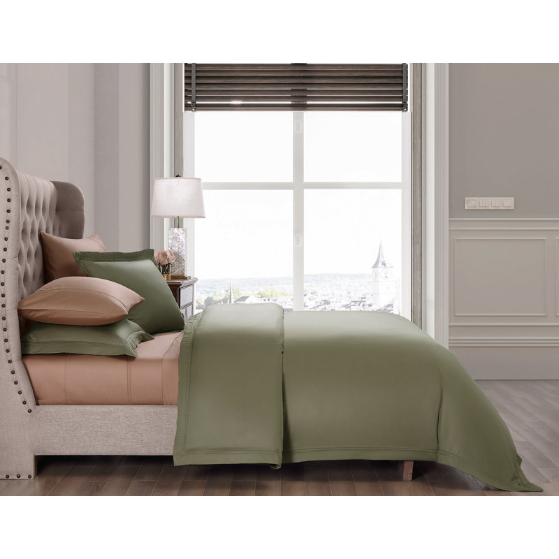 Yalda Egyptian Certified Cotton Modern 3 Piece Duvet Cover Set, Queen Duvet Cover + 2 Standard Sham, Ivory