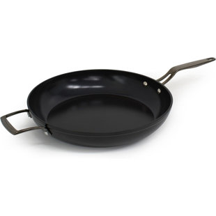 Blu. Poêle à frire à induction 12,6 po, non toxique, en céramique antiadhésive durable, sans PFA / pfoa, convient à toutes les surfaces de cuisson, comprend une brosse en bambou