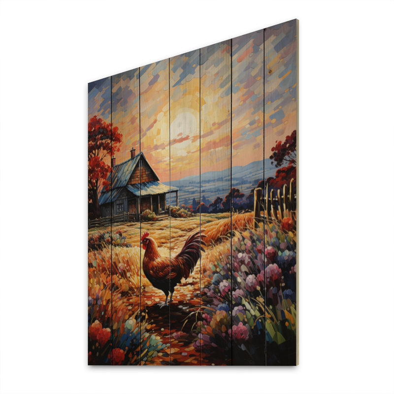 «Roaster Barnyard Serenade III», reproduction sur bois, H 32 po x l 24 po x P 0,78 po