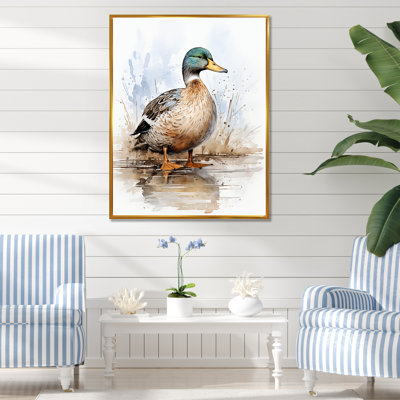 Minimalist Mallard Duck At The Pond I - Duck Animal Wall Art