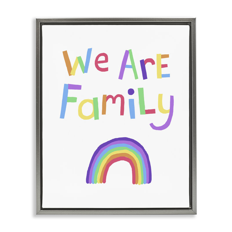Cadre flottant We We Family Rainbow, design par Carla Daly, H 31 po x l 25 po, Cadre flottant gris lustré
