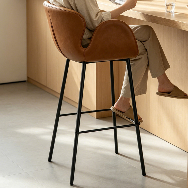 Fauteuil à dossier plein brun et noir (lot de 8), Brun