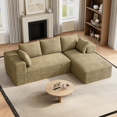 Adame 110"W Sectional Sofa Couch With L‑Shaped Chaise, Cup Holders & Storage Pockets - No Assembly Required