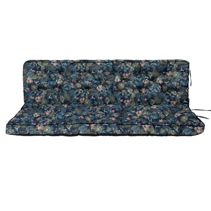 Porch Swing Cushions With Backrest, 4" Thicken Waterproof Outdoor Bench Cushion, Only Cushion, Hummingbird, 55" W x 20" D