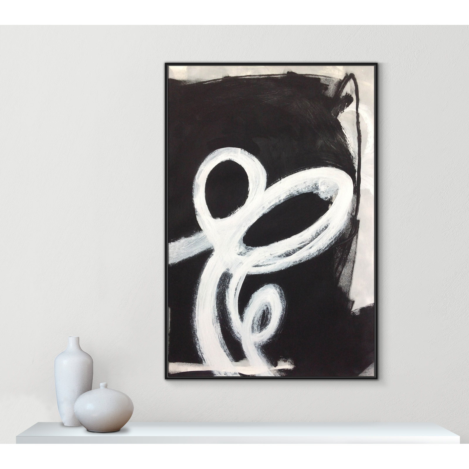 Ansonia Swirly Swirls II Print by , No Mat, Black Floater Framed, 61.5" H x 41.5" W x 2" D