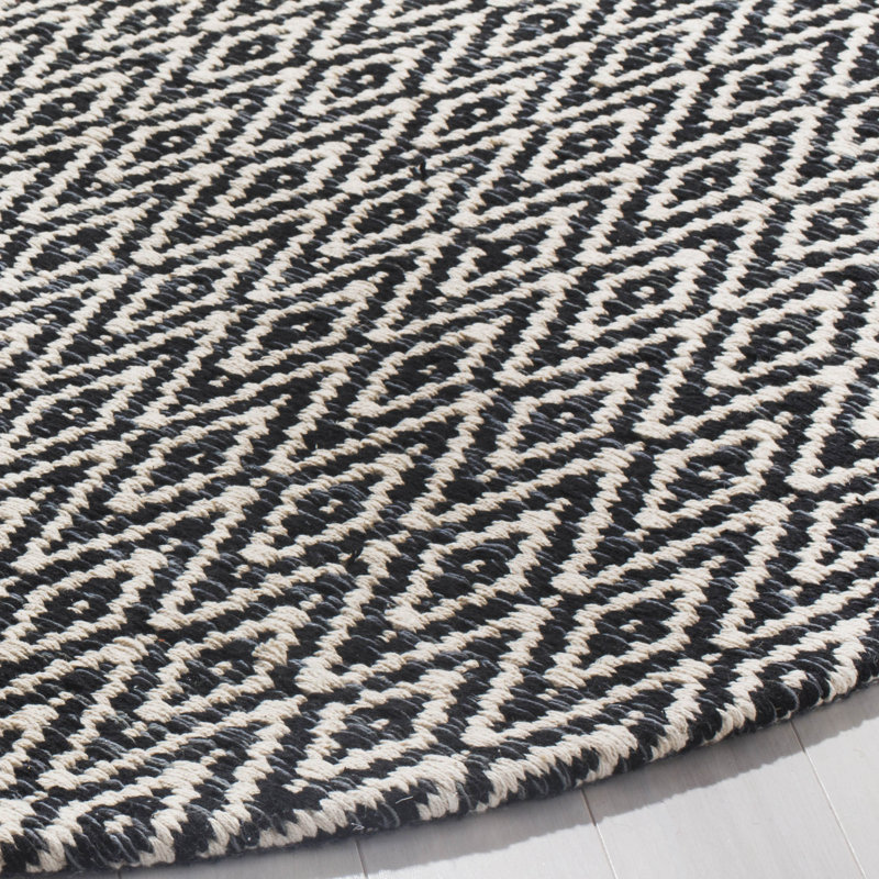 Tapis gris en coton tissé à plat à la main Ivy Hill, Rond 6 pi