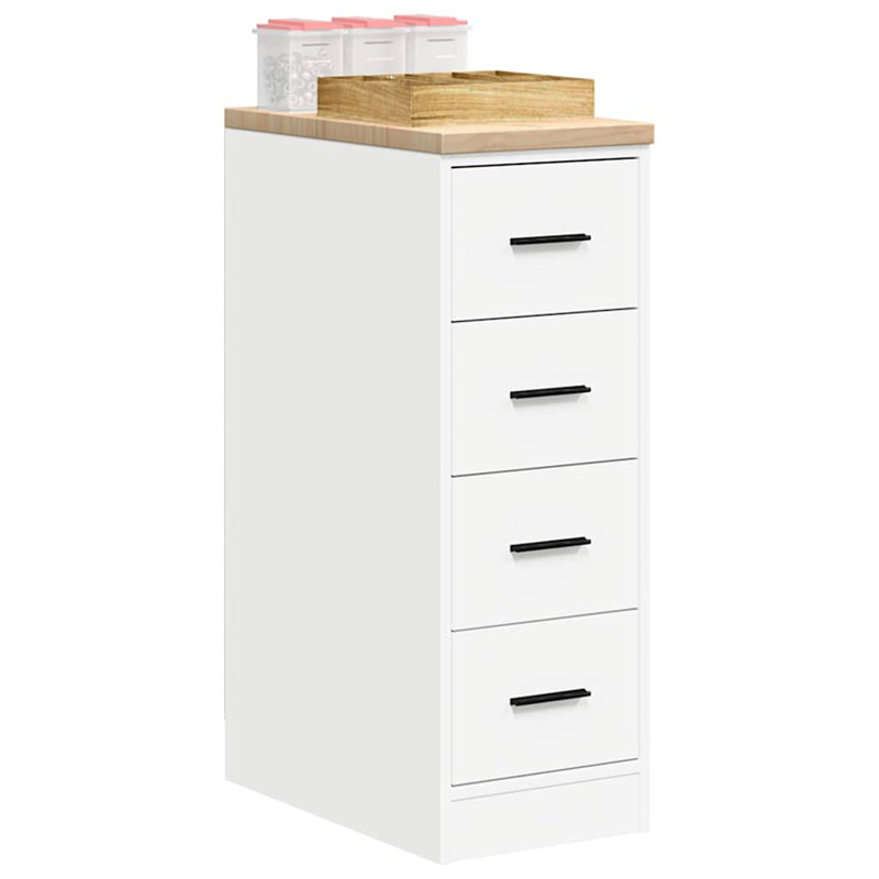 Solid Wood Single Storage Cabinet ( 85cm H x 30cm W x 51cm D), White