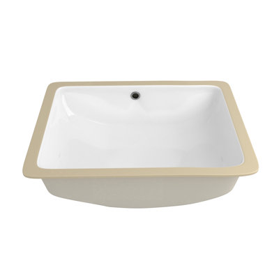 TOBILI 15.15'' X20.27" White Ceramic Rectangular Undermount Bathroom Sink with Overflow