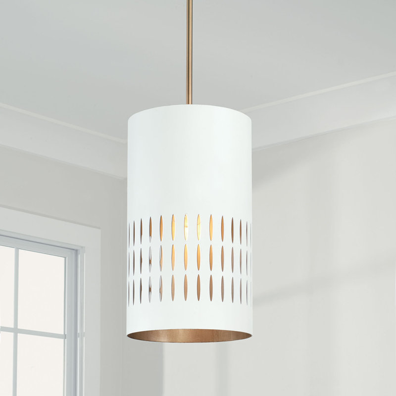 Luminaire suspendu cylindrique 1 lumière Chemar, H 16,5 po x l 9,25 po x P 9,25 po