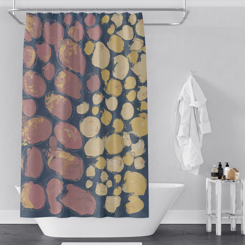 Shower Curtain Blue/Red/Yellow, 72" H x 70" W