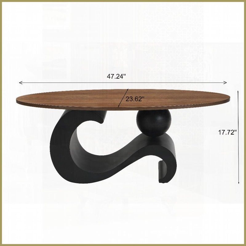 Ensemble de tables basses gigognes 2-en-1 Elegant - Ovale & amp; Plateau rond en panneau de fibres à densité moyenne, peu encombrant Assemblage facile