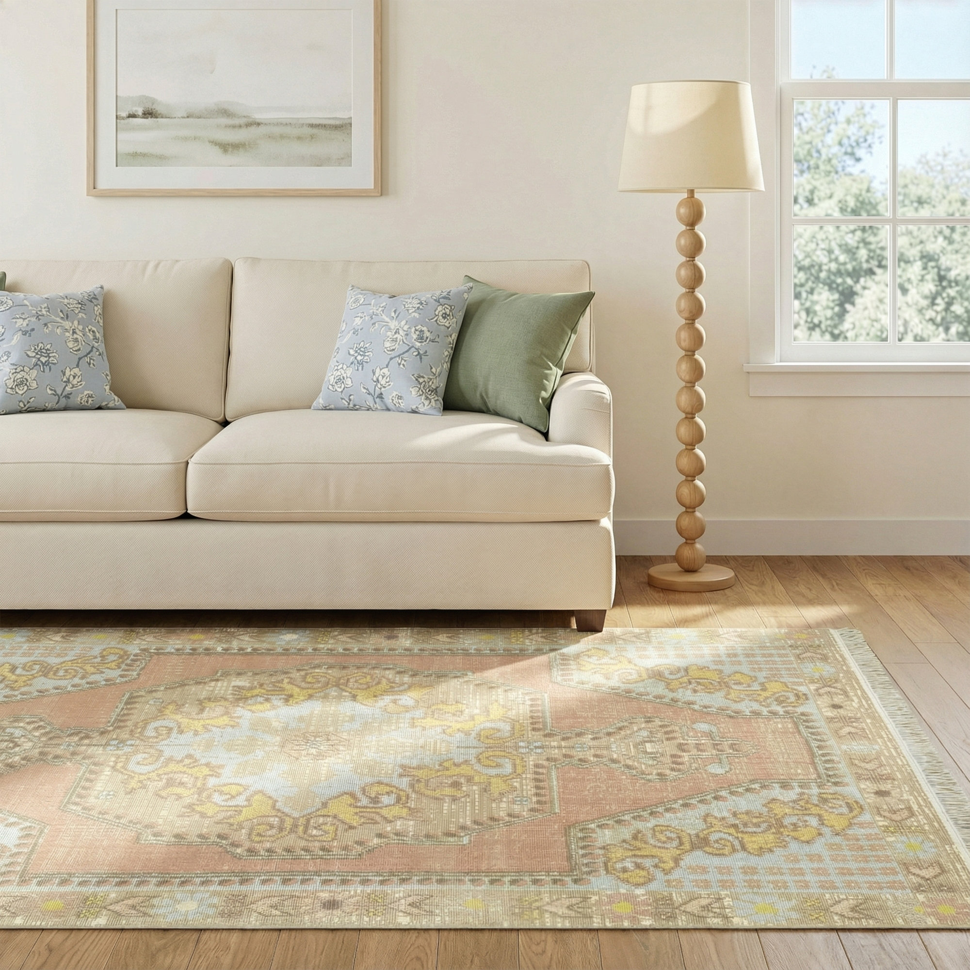 Alan Light Blue Recycled Fibers Rug, Rectangle 5'3" x 7'