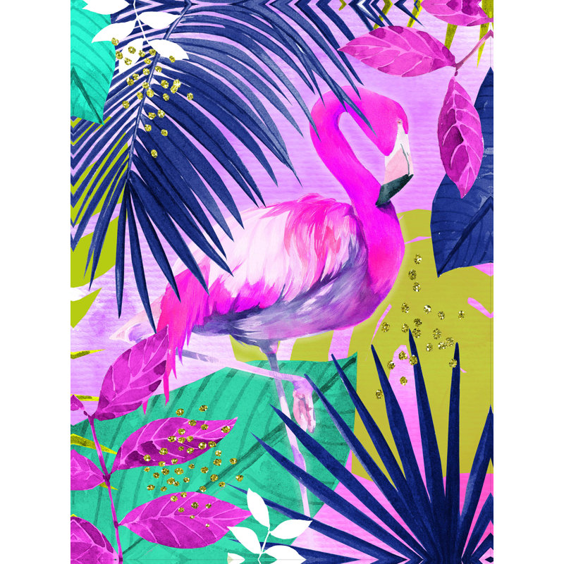 Flamant tropical - reproduction sur toile tendue, H 16 po x l 12 po