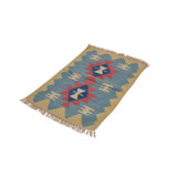 Tapis de zone one-of-kind à la main noué la bleu/brun/rouge 1 pi 11 po x 2 pi 9 po